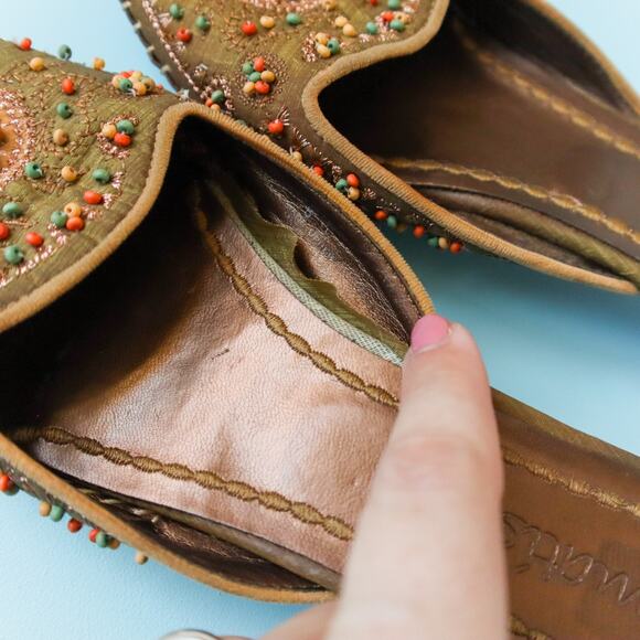 Matisse Joss Vintage Beaded Pointed Toe Kitten Heel Mules Womens Size 7 Y2K 90s - Picture 4 of 9